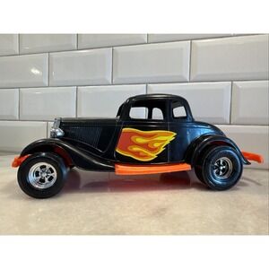Vintage Durant Plastics Black 1934 Ford Victoria‎ Toy Car With Orange Flames